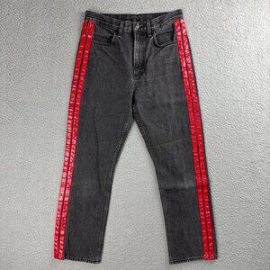 Rag & Bone Jeans Women 27 Pant Black Red Racer Stripe Ankle Straight Faded Denim